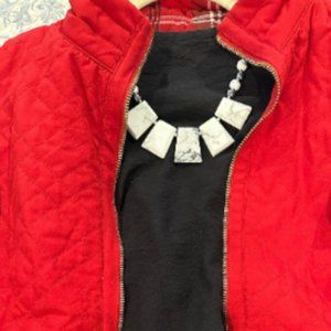 White Stone and Beaded Necklace and Earrings Set NWT